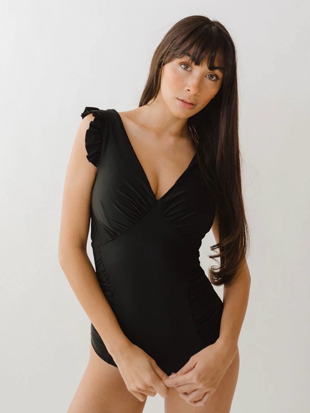 Albion Classic Black One-piece Ruched Swim Suit The Riptide Size XXL Resortwear